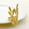 Wholesale Fashion Women's Stainless Steel Leaves Opening Ring With Electroplating Treatment