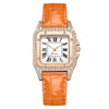 Wholesale Fashion Women's Watch Square Metal Case Imitation Leather Strap Diamondencrusted Quartz