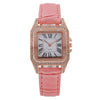 Wholesale Fashion Women's Watch Square Metal Case Imitation Leather Strap Diamondencrusted Quartz