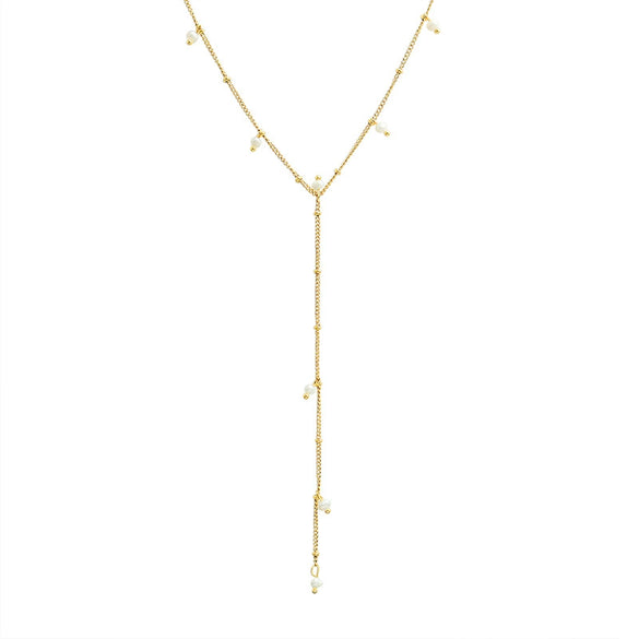 Wholesale Fashion Y Word Tassel Long Letter Clavicle Chain Necklace In Cold Style 316L Stainless Steel Electroplated With 18K Gold Geometric Design