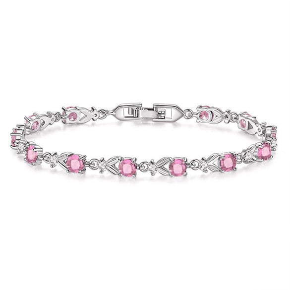 Wholesale Fashion Zircon Austrian Crystal Drop Shape Goldplated Environmental Protection Copper Hand Bracelet For Women