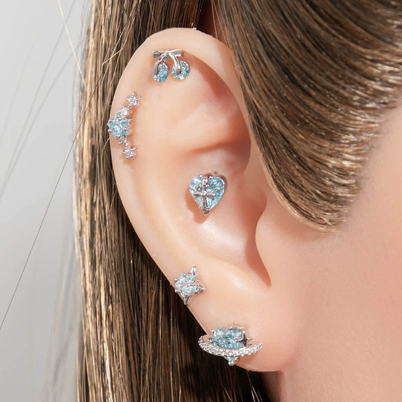 Wholesale Fashion Zircon Titanium Steel Cartilage Puncture Ear Bone Nail