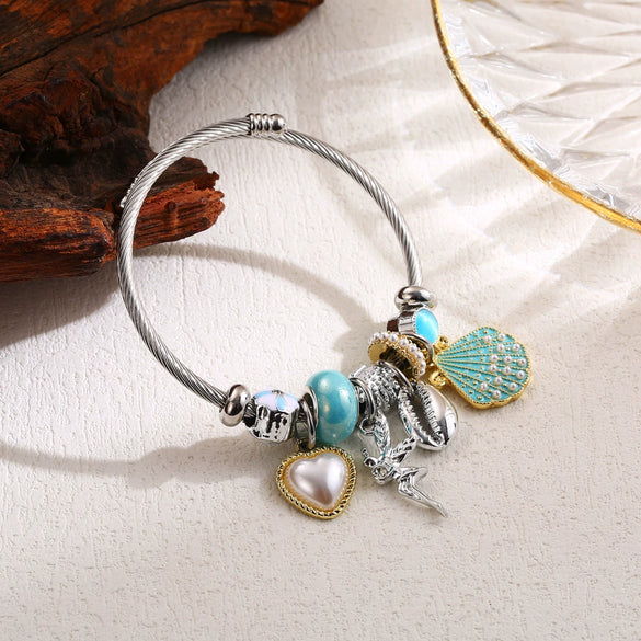 Wholesale Fashionable Allmatch Diamondembedded Heart Shape Alloy Stainless Steel Adjustable Unisex Bracelet