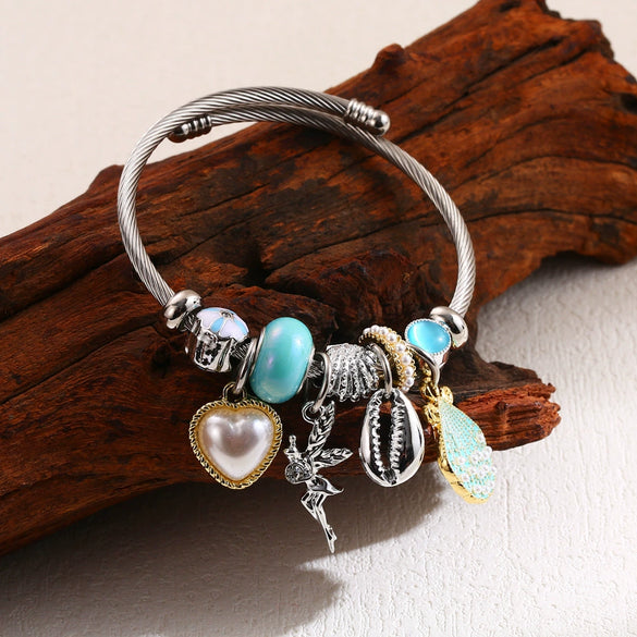Wholesale Fashionable Allmatch Diamondembedded Heart Shape Alloy Stainless Steel Adjustable Unisex Bracelet