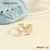 Wholesale Fashionable And Exquisite 18K Gold Plated Stainless Steel Geometric Ring With Inlaid Zircon For Women