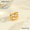Wholesale Fashionable And Exquisite 18K Gold Plated Stainless Steel Geometric Ring With Inlaid Zircon For Women