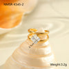 Wholesale Fashionable And Exquisite 18K Gold Plated Stainless Steel Geometric Ring With Inlaid Zircon For Women