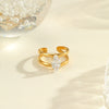 Wholesale Fashionable And Exquisite 18K Gold Plated Stainless Steel Geometric Ring With Inlaid Zircon For Women