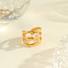 Wholesale Fashionable And Exquisite 18K Gold Plated Stainless Steel Geometric Ring With Inlaid Zircon For Women