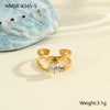 Wholesale Fashionable And Exquisite 18K Gold Plated Stainless Steel Geometric Ring With Inlaid Zircon For Women