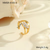 Wholesale Fashionable And Exquisite 18K Gold Plated Stainless Steel Geometric Ring With Inlaid Zircon For Women