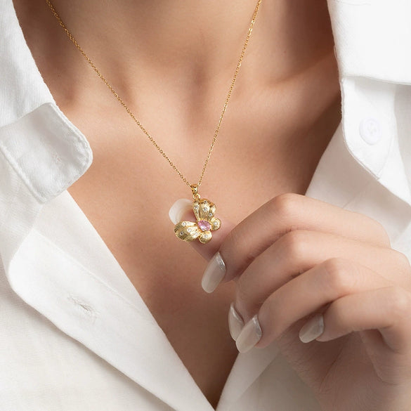 Wholesale Fashionable Bow Necklace Titanium Steel O Word Chain Copper Pendant Electroplated For Women