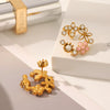Wholesale Fashionable Diamond Pearl Earrings Stainless Steel Flower Earrings With Electroplating And Pvd Vacuum Plating For Women