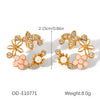 Wholesale Fashionable Diamond Pearl Earrings Stainless Steel Flower Earrings With Electroplating And Pvd Vacuum Plating For Women