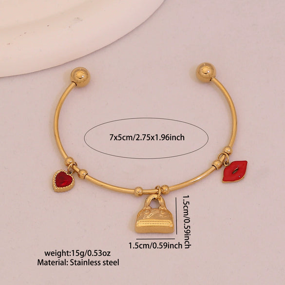 Wholesale Fashionable Elegant And Versatile Flower Heart Multielement Stainless Steel Electroplated Bracelet For Office Ladies