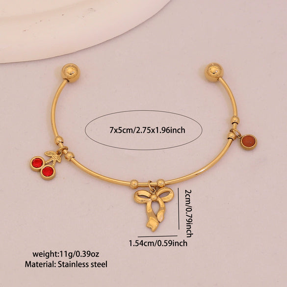 Wholesale Fashionable Elegant And Versatile Flower Heart Multielement Stainless Steel Electroplated Bracelet For Office Ladies