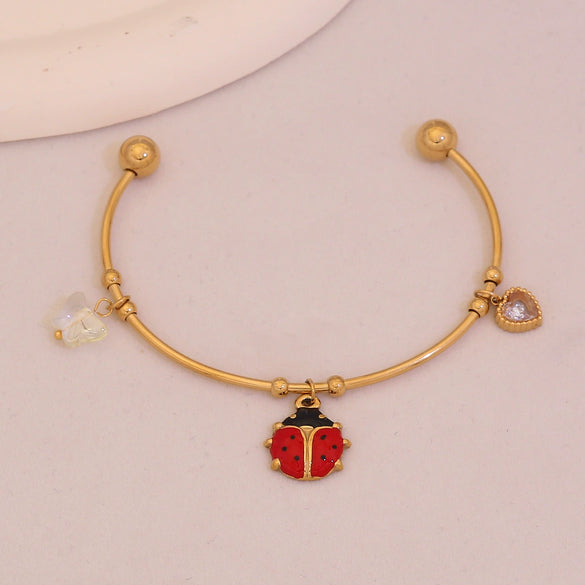 Wholesale Fashionable Elegant And Versatile Flower Heart Multielement Stainless Steel Electroplated Bracelet For Office Ladies