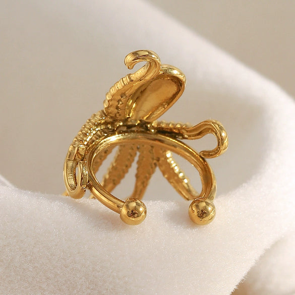 Wholesale Fashionable Elegant Creative Octopus Animal Shape Stainless Steel 18K Gold Plated Ear Clip Earrings For Women