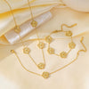 Wholesale Fashionable Elegant Fourleaf Flower Titanium Steel Electroplated Necklace For Women With Plants And Flowers Pattern