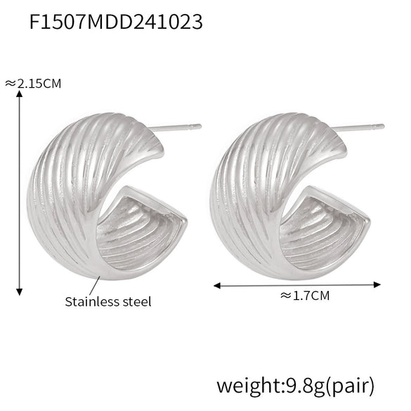 Wholesale Fashionable Geometric Ctype Twill Stainless Steel 18K Gold Plated Nonallergic Women's Earrings