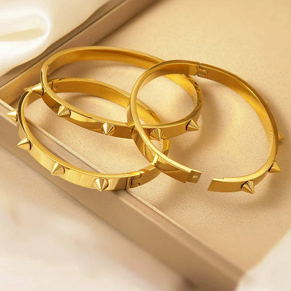 Wholesale Fashionable Geometric 18K Goldplated Stainless Steel Rivet Bracelets Highend Jewelry Accessories