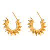 Wholesale Fashionable Geometric Sunflower Fine Pattern Electroplated Stainless Steel Earrings For Women