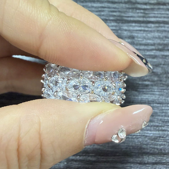 Wholesale Fashionable Geometric Zircon Design Copper Ring For Women