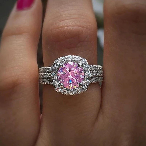 Wholesale Fashionable Geometric Zircon Design Copper Ring For Women