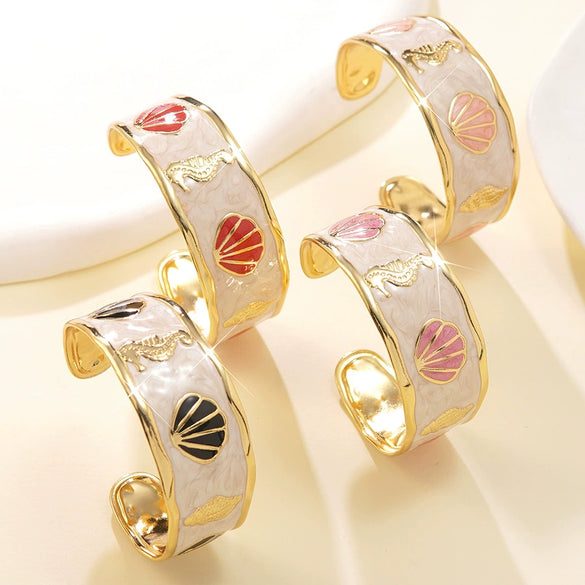 Wholesale Fashionable Geometry Stainless Steel Dripping Oil Open Bracelet