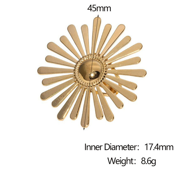 Wholesale Fashionable Gold Electroplated Geometric Stainless Steel Women's Ring