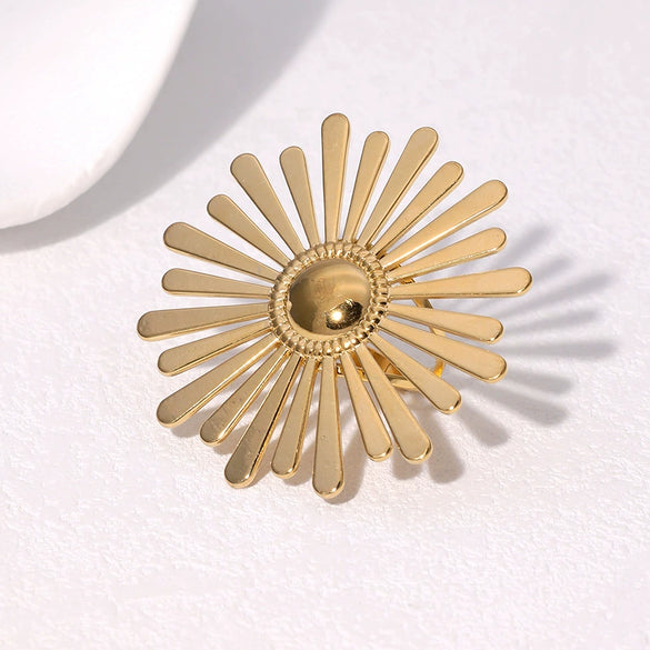 Wholesale Fashionable Gold Electroplated Geometric Stainless Steel Women's Ring