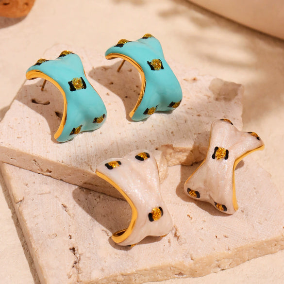 Wholesale Fashionable Heavy Industry Casting Glazed Stainless Steel Geometric Earrings With Electroplating For Women