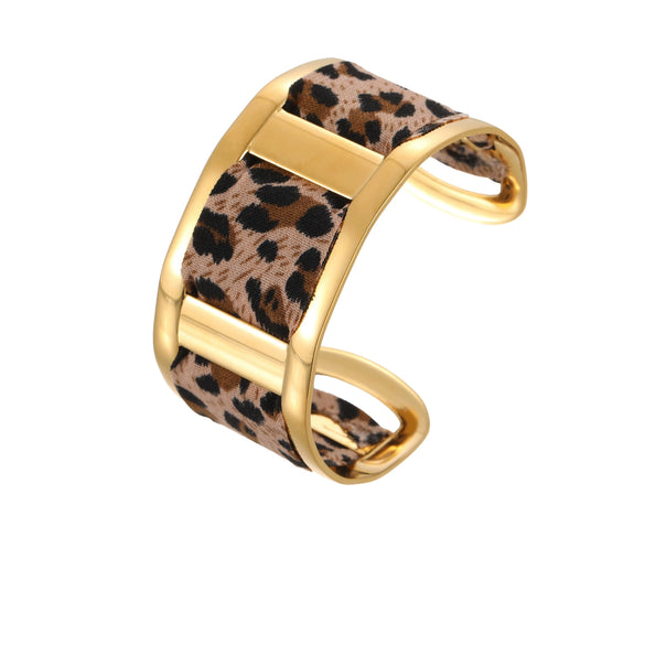 Wholesale Fashionable Leopard Print Geometric Stainless Steel 18K Gold Plated Bracelet For Women