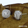 Wholesale Fashionable Micropaved White Zircon Retro Square Double Earrings For Women Copper Geometric