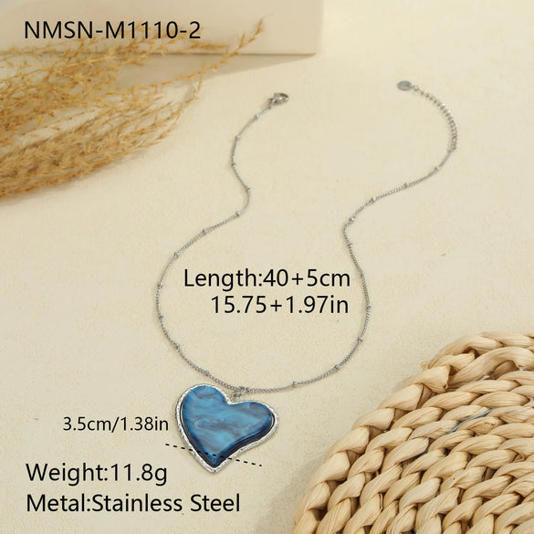 Wholesale Fashionable Retro Leopard Print Heartshaped Stainless Steel Electroplated Women's Pendant Necklace
