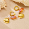 Wholesale Fashionable Simple Creative Design Goldplated Animal Zodiac Scallop Phantom Goldfish Pendant Round Stainless Steel Earrings