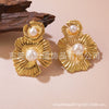 Wholesale Fashionable Simple Exaggerated Stainless Steel Flower Geometric Glossy Earrings With Stamping
