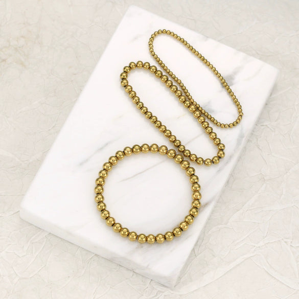 Wholesale Fashionable Stacked Bead Bracelets In Simple Hiphop Style Titanium Steel Geometric Electroplated