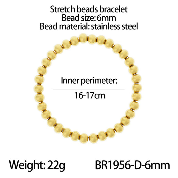 Wholesale Fashionable Stacked Bead Bracelets In Simple Hiphop Style Titanium Steel Geometric Electroplated