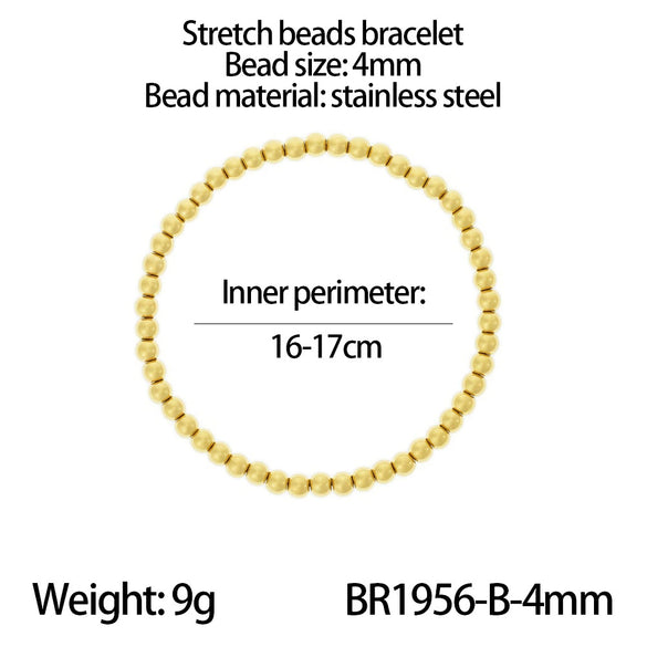 Wholesale Fashionable Stacked Bead Bracelets In Simple Hiphop Style Titanium Steel Geometric Electroplated