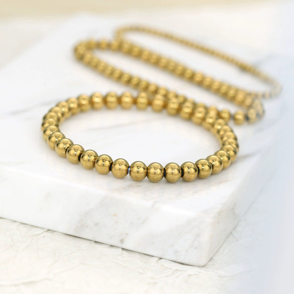 Wholesale Fashionable Stacked Bead Bracelets In Simple Hiphop Style Titanium Steel Geometric Electroplated