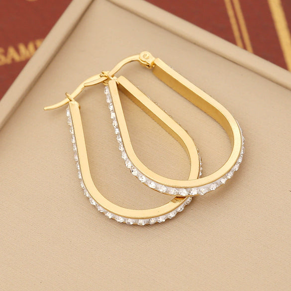 Wholesale Fashionable Stainless Steel Earrings With Heart Drop Shaped And Star Patterns Full Of Diamonds For Women