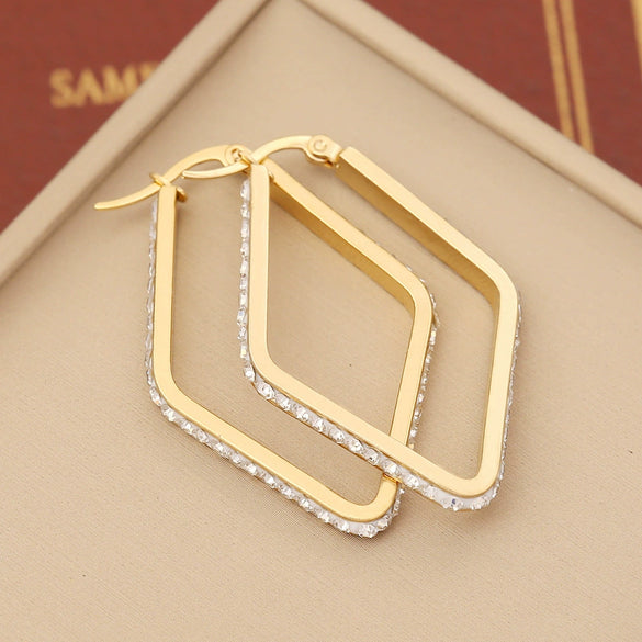 Wholesale Fashionable Stainless Steel Earrings With Heart Drop Shaped And Star Patterns Full Of Diamonds For Women