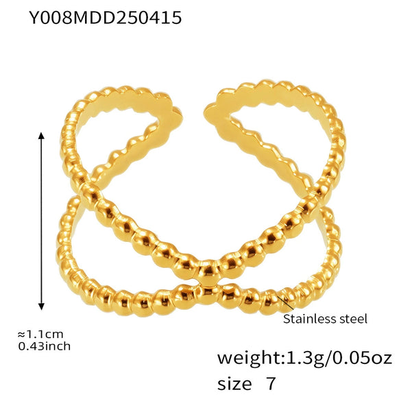 Wholesale Fashionable 316L Stainless Steel Ring With Geometric Pattern 18K Gold Plated