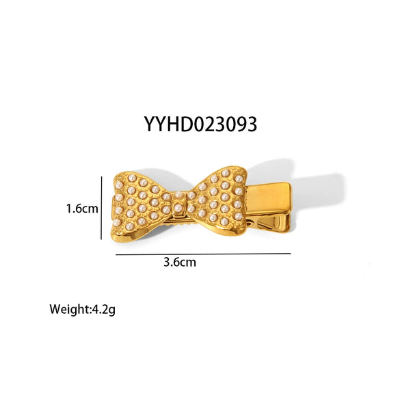 Wholesale Fashionable Stainless Steel Side Clip Bow Hairpin With Electroplated Niche Design