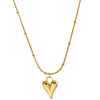 Wholesale Fashionable Sweet Electroplated Titanium Steel Round Beads Heart Shape Pendant Necklace For Women