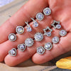 Wholesale Fashionable Sweet Flower Zircon Earrings For Women Copper Plated White Gold