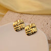 Wholesale Fashionable Temperament Retro Geometric Flower Hydraulic Electroplated Stainless Steel Earrings