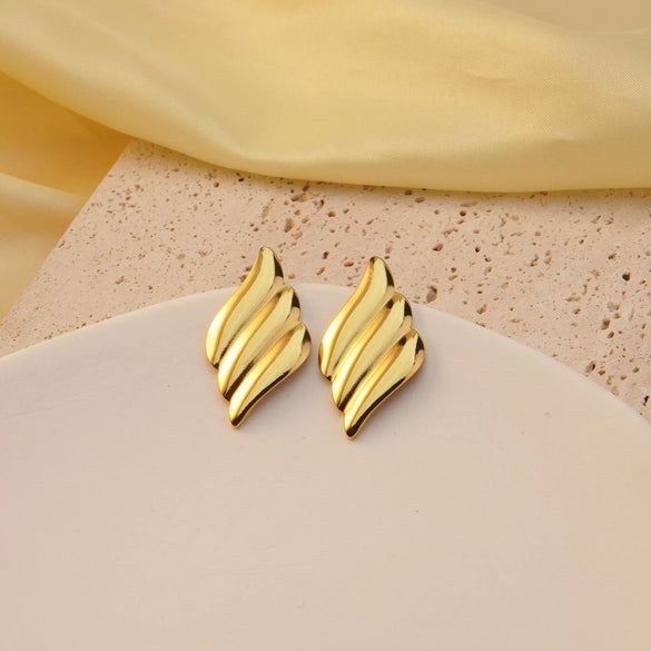Wholesale Fashionable Temperament Retro Geometric Flower Hydraulic Electroplated Stainless Steel Earrings