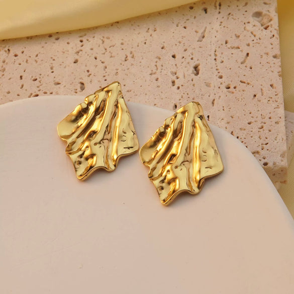 Wholesale Fashionable Temperament Retro Geometric Flower Hydraulic Electroplated Stainless Steel Earrings